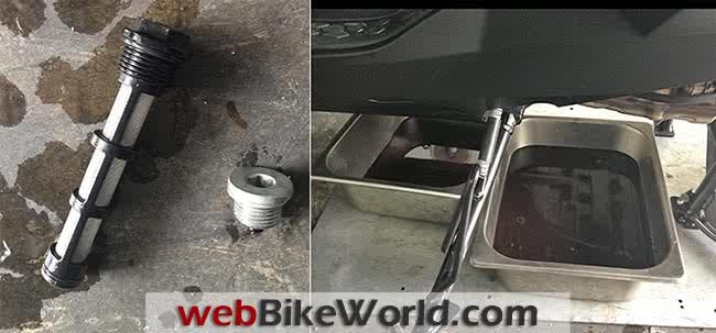 bmw-scooter-oil-drain-plug-screen-and-pans.jpg