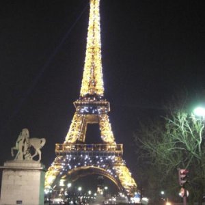 The "Tour Eiffel" at night